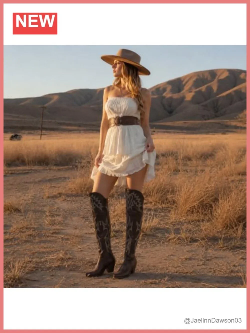 Over the Knee Cowboy Boots, Pointed Toe, Block Heel, Faux Leather